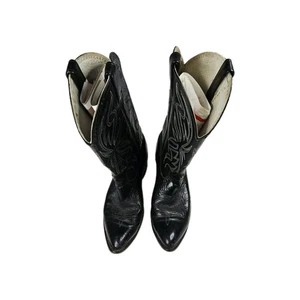 Vintage Acme Boots Mens Size 9D Black Western Cowboy Leather Stitch USA 70s - Picture 1 of 10