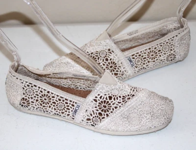 Zapatos sin cordones Toms Crema Crochet Clásicos de Lona Alpargata Talla 7.5 #5 *P  Foto 1 de 4