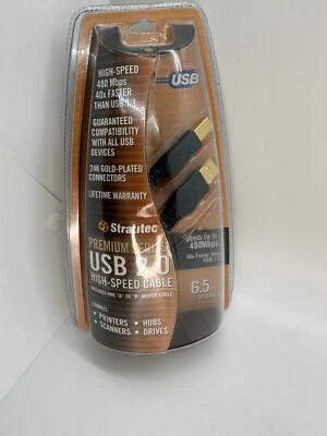 Stratitec Premium Series 6.5 Feet USB 2.0 24K Gold Connectors - High Speed Cable - Image 1 of 3