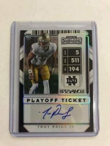 2020 Panini Contenders Draft Picks Troy Pride Jr. Playoff Ticket Rookie Auto /18