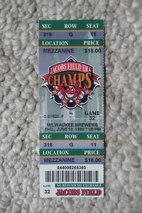 CLEVELAND INDIANS VS MILWAUKEE BREWERS 6/10/1999 TICKET ~ DAVE NILSSON (2 HRs) - Picture 1 of 1