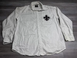 Soulland Camp Button Down Affliction Style Shirt Fleur de Lis Embellished Sz XL - Picture 1 of 11