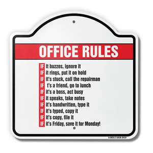 Office Rules 18" X 18" Heavy-Gauge Aluminum Architectural Sign - Picture 1 of 4