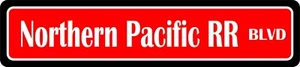 Letrero de hojalata de colección Northern Pacific RAILROAD BLVD STREET LETRERO TODO METAL - Imagen 1 de 1