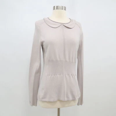 Karen Millen Pullover Sweater Womens Sz 4 Peter Pan Collar Soft Pink Fitted - Image 1 of 4