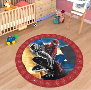 Black Spiderman Rug,Superhero Rug,Movie Rug,Fantastic Rug,Round Rug,Game Room Ru - Picture 1 of 11