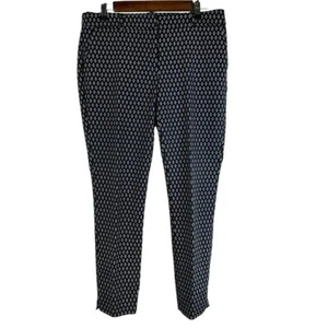 Kenar Cropped Skinny Dress Pants Women's 8 Navy Blue Pattern - Picture 1 of 8