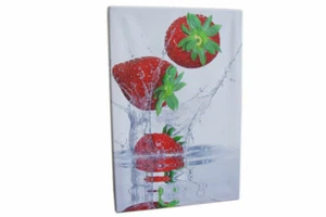 Leinwandbild Erdbeeren für Küche 60x40cm Obst Früchte Keilrahmen rot weiß Bilder - Bild 1 von 7