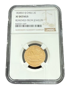Chile 1838 SO IJ Gold 2 Escudos NGC XF Details - Picture 1 of 2