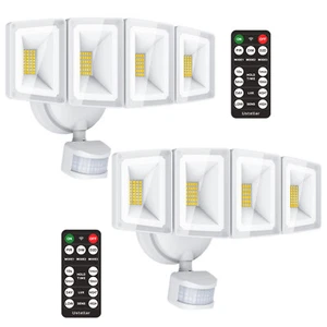 100W 4 Head LED Security Light 10000LM Exterior Flood Light with Remote Control - Picture 1 of 13