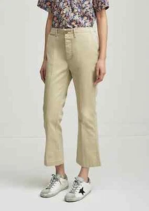 R13 Chino Kick Pant Khaki Cropped Flare Bootcut Cotton Trouser 28 UK 10 NEW £390 - Picture 1 of 23