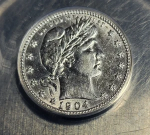 1904 BARBER Quarter 25c ANACS AU50 Details (G781) - Picture 1 of 4