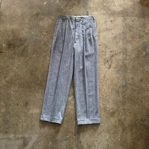 1940s Vintage Gray Wool High Waisted Wide Leg Pleated Trousers 30x32 - Picture 1 of 8