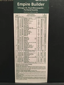 Amtrak Empire Builder 2002 Schedule - Picture 1 of 2
