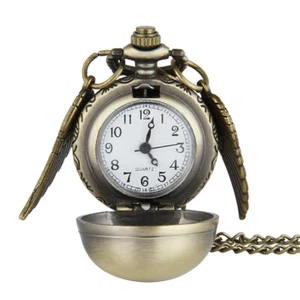 Harry Potter Golden Snitch Watch Necklace Quidditch Pocket Clock Pendant Steampu - Picture 1 of 9