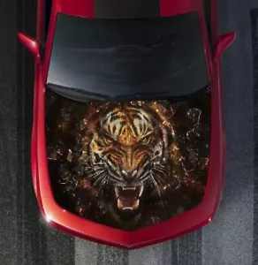 Calcomanía de vinilo Tiger Breaking Through para camión de vidrio o capucha de automóvil nueva #Hood037 - Imagen 1 de 5