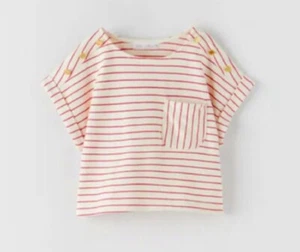 Zara Kids Girls Striped Cropped Shirt With Pockets, Size 9 - Picture 1 of 8