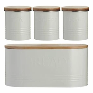 Typhoon Decorative Sugar, Bread Bin , Coffee , Tea Canister Set of 4 Piece Cream - Picture 1 of 1