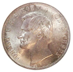German States: Saxony. Johann Taler 1868-B MS63 NGC, KM1223 - Picture 1 of 4