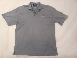 Tommy Hilfiger Gray/Black Striped S/S Polo Shirt "The Point" Shirt Sz M #M4175 - Picture 1 of 3