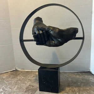 S.DALI SOLID BRONZE SCULPTURE. ABSTRACT ART DECO MARBLE BASE FIGURINE HOT CAST - Picture 1 of 5