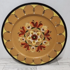 Vintage Hand Painted Rosemaling Wood Wall Plate 14" Signed - Picture 1 of 9