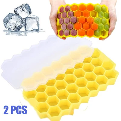 2 Pack Case Silicone ICE Cube Tray Maker Mold Cocktails Whiskey stones Large - Image 1 of 4