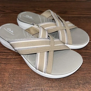 Clarks Mira Isle Sandals Women’s 9W Comfort Sport Slides Sand Tan CLOUDSTEPPERS - Picture 1 of 6