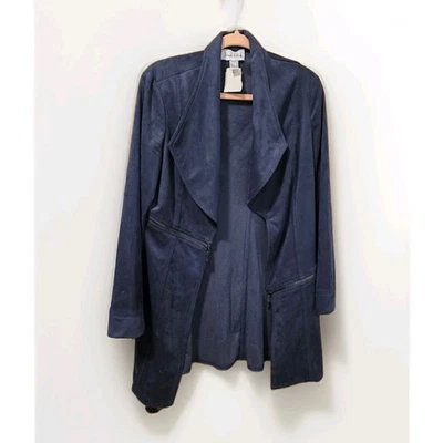 Chaqueta Joseph Ribkoff Azul Talla 12 Imitación Cuero Con Cremalleras Acento Estilo Motociclista  Foto 1 de 4