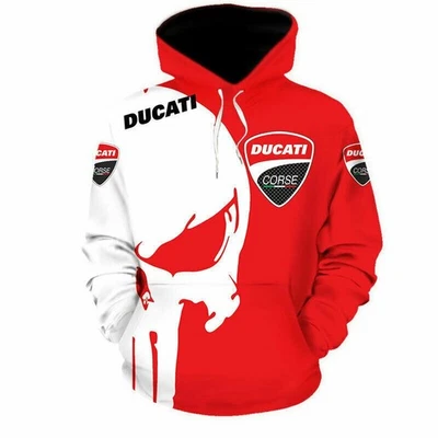 Ducati Corse Blanco Punisher Calavera Sudadera con Capucha Adulto - Regalo de Acción de Gracias de Navidad Foto 1 de 4