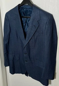 Oxxford Clothes Herren 2Btn halb gefütterter Blazer Jacke blau schwarz Hahnentritt • 40R - Bild 1 von 7