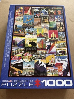 Travel USA Vintage Posters 1000 Pc Puzzle Eurographics USA 19.25" x 26.6" - Image 1 of 4