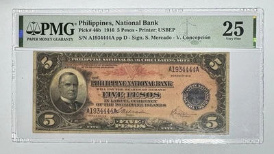 Banco Nacional de Filipinas 1916 5 pesos PMG 25 Foto 1 de 2
