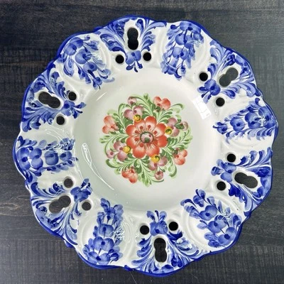 Декоративная тарелка с ручной росписью диаметр 8,5 дюйма No57 настенный декор цветочный узор Португалия - Изображение 1 из 4