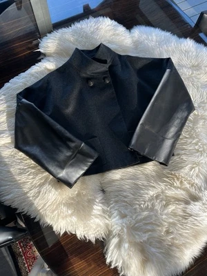 Hardy Amies Vintage Cropped Jacket with Leather Sleeves - Image 1 of 4