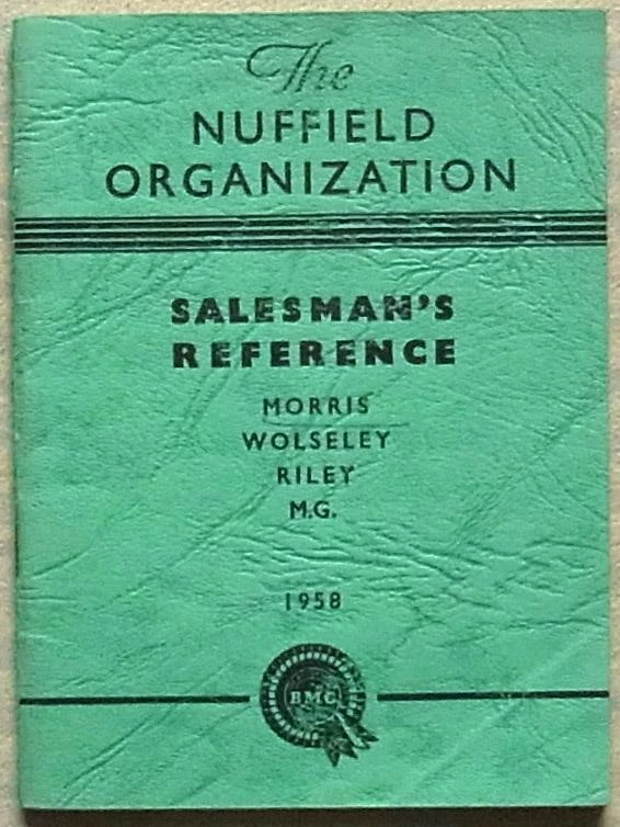 NUFFIELD SALESMANS REFERENCE Guide 1958 MORRIS Wolseley RILEY MG - Image 1 of 4