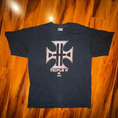 Vintage WWE Triple H Iron Cross T-Shirt Steve & Barry’s Black Size L Wrestling - Image 1 of 4