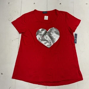 Scarlett Solid Red Sequin Heart Short Sleeve T shirt Womens Size 2X NEW - Picture 1 of 6