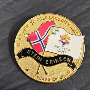 Signed Stein Eriksen 50th Anniversary pin for 2002 Olympics. - Picture 1 of 5