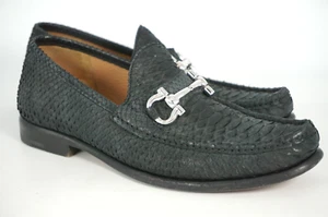 $2650 | SALVATORE FERRAGAMO 7 D LOAFER MOCCASIN GANCINI PYTHON SUEDE GRAY BLACK - Bild 1 von 12