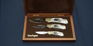 KERSHAW 3pc Scrimshaw of Bear Limited Edition Serial No.286 1980s Unused - Picture 1 of 8