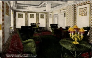 COLON, PANAMA - HOTEL WASHINGTON - SALÓN DE DAMAS Y SALA DE ESCRITURA - POSTAL ANTIGUA - Imagen 1 de 2