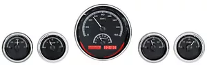 Dakota Digital Universal 5 Round Analog Gauge System Kit Black Red VHX-1015-K-R - Picture 1 of 4
