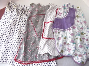 vtg 50s lot 4 half apron pocket floral ric rac scallop lifesaver geometric - Picture 1 of 5