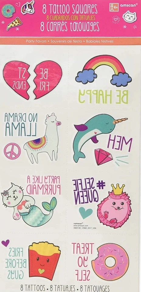 Selfie Celebración Arco Iris Unicornio Fiesta de Cumpleaños Favor Tatuajes Temporales Foto 1 de 1