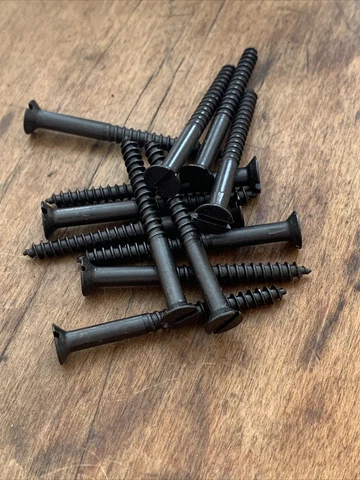 Wood Screws Flat Head Slotted Steel #6 X 1-1/2” Old Store Stock Black Cover