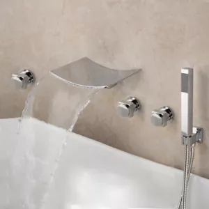 Set 5 pezzi rubinetto doccia miscelatore a cascata cromato per vasca da bagno - Foto 1 di 3
