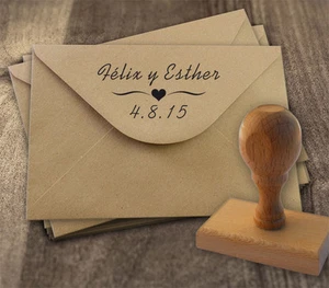 Sello de Caucho para Bodas Novios Personalizado Invitaciones, Tarjetas, Mod.r8 - Picture 1 of 1
