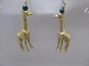 Vintage Carol Felley Giraffe Drop Dangle Gold over Sterling Silver Earrings Rare - Picture 1 of 8