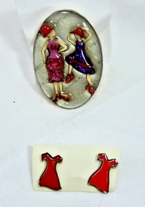 Designs By Lucinda: Red Hat Ladies Glitter Pin and 2 Small Red Dress Pins - Picture 1 of 5